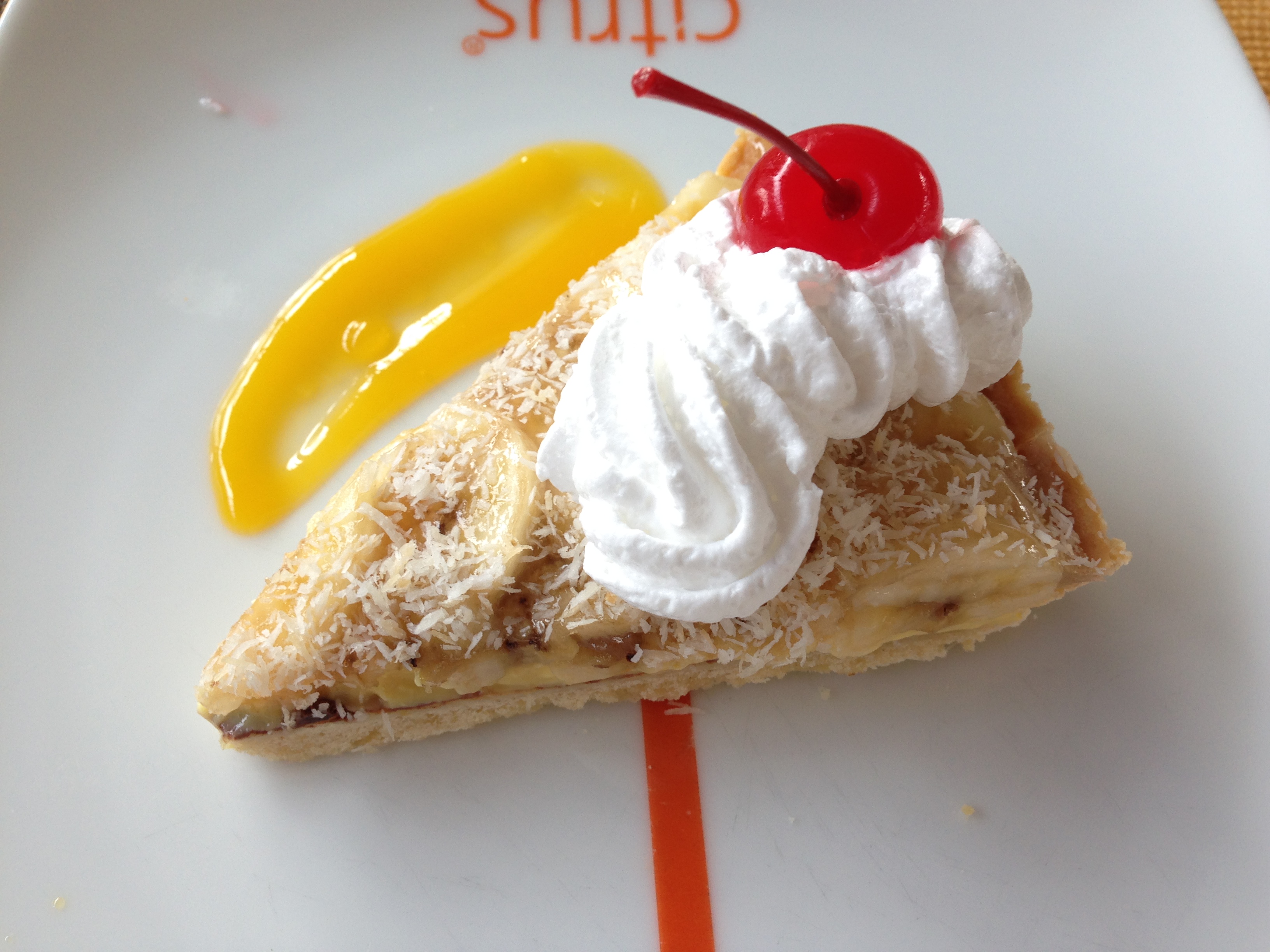 Banana and Coconut Tart. Copyright Chris Bushe 2014