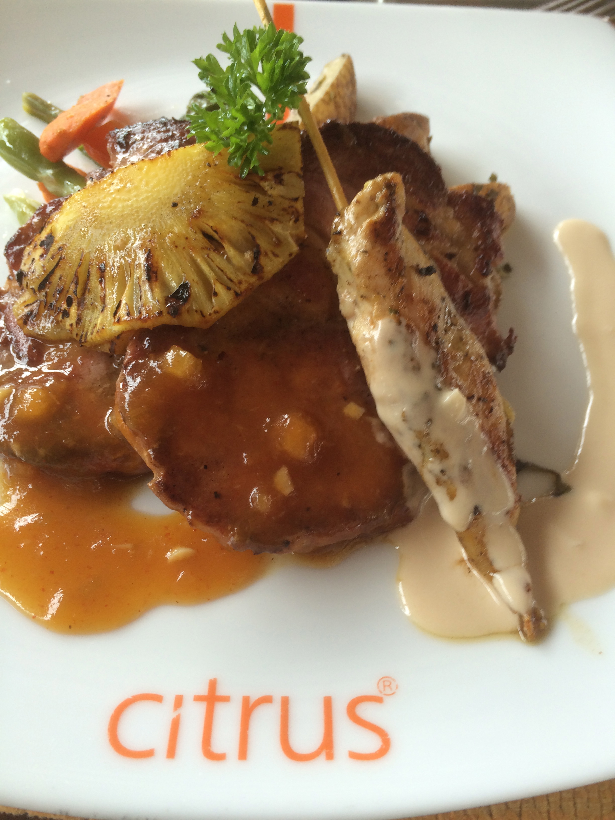 Mixture of Gammon and Chicken. Sri Lankan Lunch.Copyright Chris Bushe