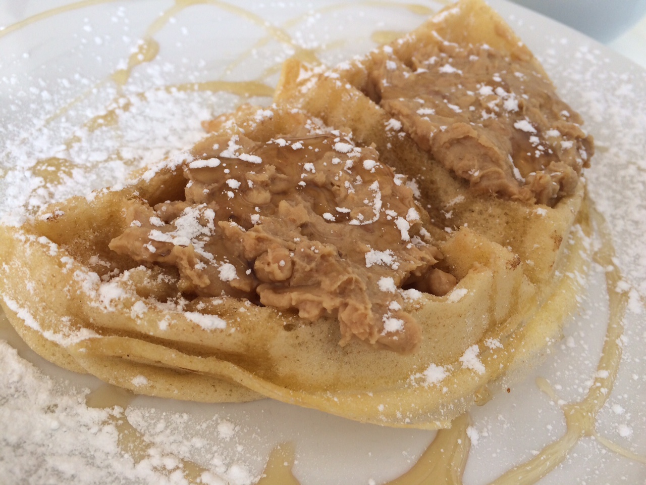 Peanut butter and malpe syrup waffle